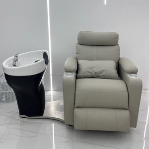Sillón de Champú Moderno y Lujoso con Rotación y Reclinación, Lavabo de Cerámica, Reposapiés Ajustable para Salones, Hoteles y Talleres - Product Image 5