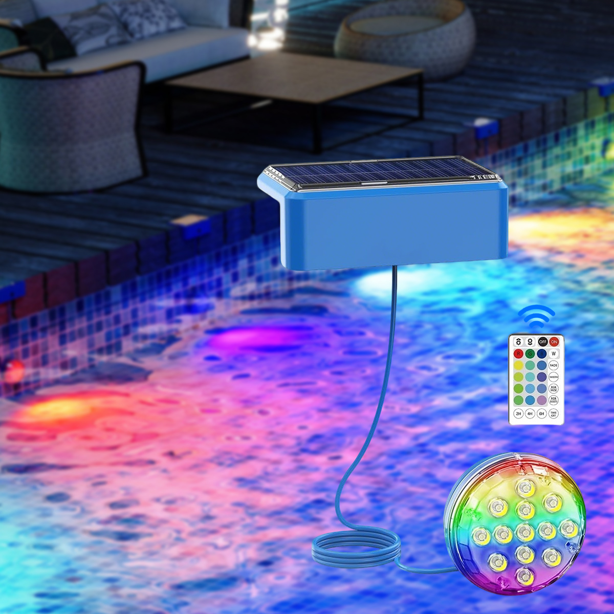 Underwater LED Pool Lights Swimming Pool Solar Floating IP68 Waterproof Plastic RGB Submersible Lamp Remote Control Decor
