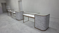 Vitrine de présentation de bijoux moderne de luxe, écologique, étanche, avec éclairage LED, en verre trempé, personnalisable pour expositions muséales