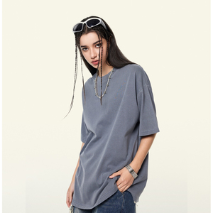 Camiseta Oversize Blanca de Algodón Grueso con Estampado Directo, Diseño de Hombros Caídos, Estilo Urbano para Hombre, Camiseta Lisa - Product Image 4