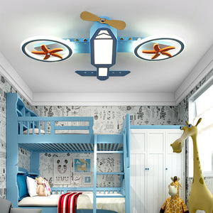 <span class=keywords><strong>Lampe</strong></span> suspendue d'<span class=keywords><strong>avion</strong></span> de dessin animé pour chambre d'enfant Ventilateur de plafond à led en métal pour chambre d'enfant Garçon - Product Image 3