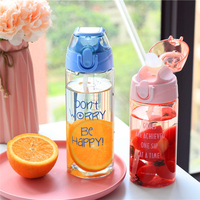 Bouteille d'eau de sport d'extérieur sans BPA avec corde de couvercle 600 ml Vaisselle en plastique écologique portable Cyclisme Équitation Bouilloire à eau
