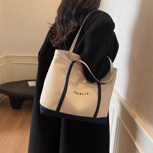 Custom logo Eco Friendly Sturdy Canvas <b>Bag</b> Shopping Tote Canvas <b>Bag</b> with Pocket Zipper for Shopping or Travel Use - Product Image 3