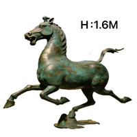 Sculpture de cheval au galop en bronze grandeur nature avec patine vintage pour jardin et exposition artistique en galerie