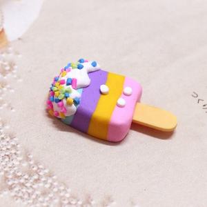 Nouveauté en promotion : Cabochons en résine faits main DIY, en pâte polymère douce, motifs crème glacée arc-en-ciel mélangée, pour créations en résine - Product Image 6