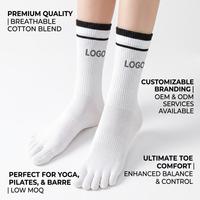 Chaussettes de yoga et de Pilates personnalisées antidérapantes à cinq doigts en coton pour femmes, idéales pour la barre, le reformer, le fitness, l'athlétisme et le studio (OEM/ODM)