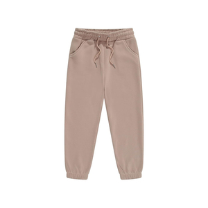 Pantalon de survêtement tricoté uni pour enfants, longueur intégrale, taille élastique avec cordon de serrage, décontracté, poids moyen, avec poches - Product Image 1