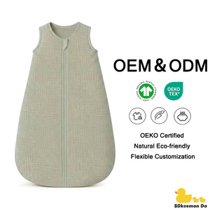 Sac de couchage sans manches certifié OEKO-TEX, fermeture éclair bidirectionnelle, couverture portable, doux et respirant, 100% coton crêpe, sac de couchage pour bébé - Product Image 1