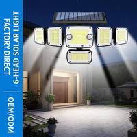 Lampe solaire de sécurité à 6 LED IP65, 270° ultra grand angle, double capteur PIR, panneaux réglables, inclinaison du panneau solaire