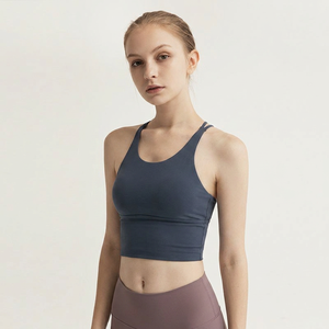 Women Criss Cross Multi Strap Cutout <b>Back</b> Sports Bra Padded Slim Fit Yoga Crop Tank <b>Top</b> <b>Low</b> Support Pilates Workout Vest OEM ODM - Product Image 3