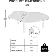 Table basse en acrylique en forme de nuage 39"x28"x16" Design cascade moderne transparent pour hôpital et salon Pieds solides en forme de bulle