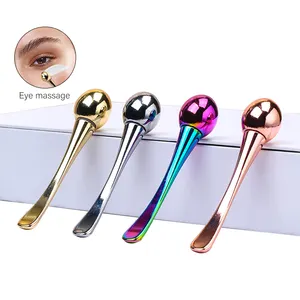 Eye Cream Applicator Cosmetic Spatulas Anti Wrinkle Eye Roller Massage Stick Facial Mask Spoon Gold Alloy Metal Skin Care Tool