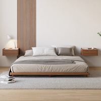 Cama de Madera Estilo Tatami Japonés Personalizada Tamaño King, Cama de Lujo Moderna para Dormitorio Principal, Camas Tapizadas de Alta Gama para Villa y Hotel