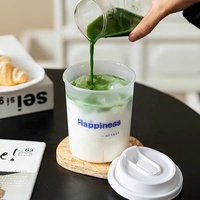 Gobelets en plastique personnalisés avec couvercles pour emporter, impression de logo, PP 90 mm, gobelet pour thé au lait, thé aux fruits, boissons froides à emporter