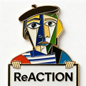 ReACTION Cubist Face Art <b>Pin</b> Gold Plated Metal Enamel Collectible <b>Badge</b> - Product Image 6