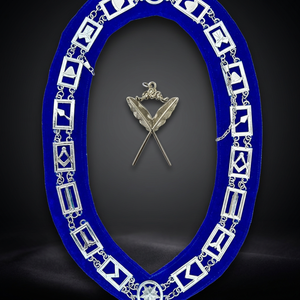 Collier de Collation Maçonnique Personnalisé Brodé Écologique en Métal avec Bordure en Dentelle de Velours Bleu et Épingle de Sûreté en Laiton pour Loge - Product Image 3