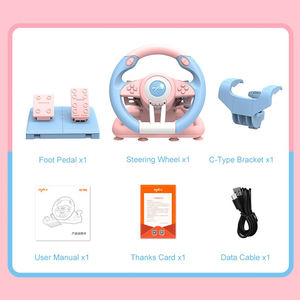 Pink High Quality 180 Degree Pc Game Usb Wired Gaming <strong>Steering</strong> <strong>Wheel</strong> Full <strong>Set</strong> For Ps Pc Switch Game - Product Image 6