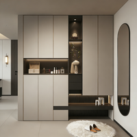 Meuble à chaussures moderne personnalisé pour entrée de villa ou hôtel, pour salon - Bois, capacité 50+ paires, design modulaire