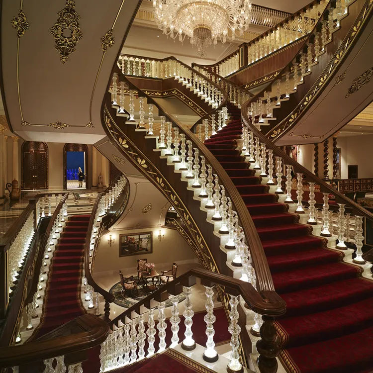 Современные лестничные перила из нержавеющей стали для виллы, роскошные поручни золотого цвета для балкона, Железные балюстрады для дома и отеля