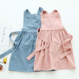 Delantal de algodón y lino reversible para niños, unisex, con cuello ajustable, para pintura artística, comedor, guardería, babero para bebés, niños pequeños, niños y niñas - Product Image 1