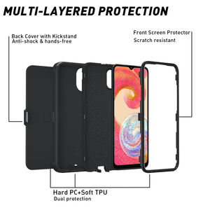Custodia Protettiva 3-in-1 Sports Defender Rigida per Samsung <span class=keywords><strong>Galaxy</strong></span> A04E con Clip da Cintura e Supporto Integrato - Product Image 4