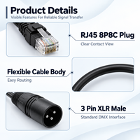 Câble DMX512 XLR 3 broches mâle vers RJ45 8P8C 1m 2m 3m 5m Adaptateur de signal 8 cœurs Coque métallique Éclairage de scène Câble XLR vers RJ45