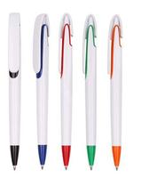 Stylo bille publicitaire en plastique blanc de haute qualité avec logo personnalisé, impression UV couleur intégrale