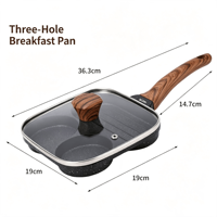 Ensemble de 3 poêles à petit-déjeuner KZR avec quatre trous, construction métallique, compatible gaz et induction, poêle de cuisson écologique pour la maison