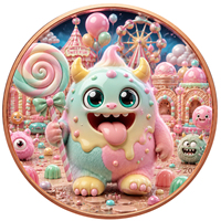 Koin Monster Kartun Tembaga Murni 999 1 oz Terbatas, Relief 3D, Dilukis UV, Edisi Khusus Seperti Proof