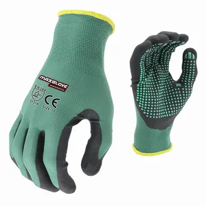 MaxiPact 15G Stricks chale schwarzer Nitril schaum PVC gepunkteter Tauch handschuh abriebfeste Arbeits handschuhe