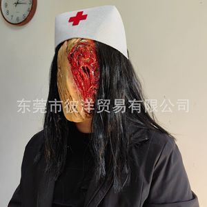 Máscara de Enfermera, Máscara de Látex con Rostro Desgarrado, Accesorio de Disfraz de Halloween, Cosplay, Estilo de Película de Terror - Product Image 2