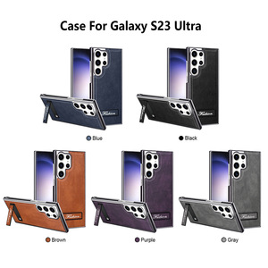 Étui pour <span class=keywords><strong>Samsung</strong></span> S24 Ultra en cuir électroplaqué, coque rigide avec support pliable, style professionnel, protection antichoc - Product Image 5