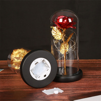 Rose artificielle cadeau romantique fleurs préservées avec lumière dans un dôme en verre pour son anniversaire mariage saint valentin fête des mères