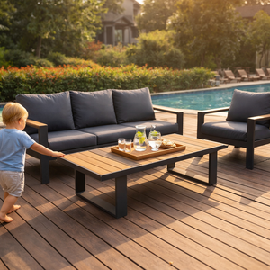 Canapé de patio en aluminium, parfait pour les jardins, les cours arrière, les patios, les coins extérieurs, résistant aux intempéries, ensemble de 7 pièces, canapé d'extérieur - Product Image 4