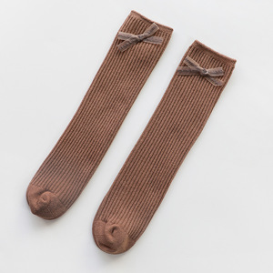 Bonypony autunno inverno bambino bambini <span class=keywords><strong>calzini</strong></span> per bambini a coste adorabile fiocco senza cuciture cotone pettinato al ginocchio <span class=keywords><strong>calzini</strong></span> morbidi per bambine - Product Image 6