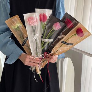 Sacs en plastique couleur unie à prix réduit pour fleurs, sacs OPP autoportants pour emballage de bouquet unique - Product Image 4