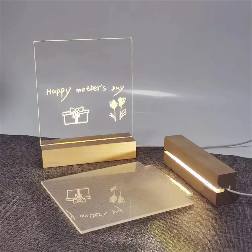 Creative Led Night Light Note Board Rewritable Message Board With Warm Soft Light Usb Power Night Lamp Holiday Gift For Children