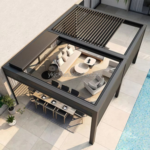 <span class=keywords><strong>Pergola</strong></span> rétractable motorisée avec pare-soleil à lames et rideau détachable avec contrôle du climat <span class=keywords><strong>pour</strong></span> toutes les saisons - Product Image 3