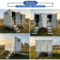 Remorque WC portable à un essieu, 2 cabines, gris clair, unité de toilettes mobiles pour la location d'événements de petite envergure