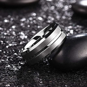 Men's Stainless Steel <b>Ring</b> 8MM Single Groove Brushed Finish Geometric Design Fashion Jewelry Gift - Product Image 4