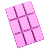 Moule à glace en silicone de qualité alimentaire, 9 cavités, forme rectangulaire, portable, écologique, compatible lave-vaisselle, stock usine