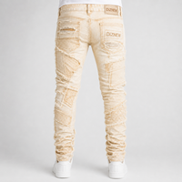 DiZNEW Jeans empilés personnalisés effet délavé pour hommes, pantalons en denim déchirés et usés, fabricant certifié BSCI, usine auditée OEM ODM