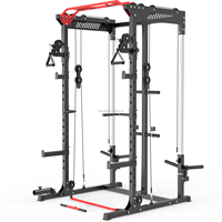 Estación de Gimnasio Multifuncional Todo en Uno con Cable Dual, Rack de Sentadillas, Rack de Potencia y Máquina de Cruce de Cables para Entrenamientos de Gimnasio
