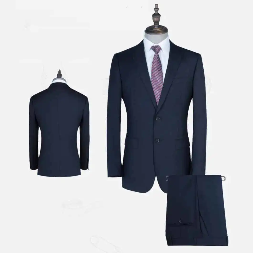 70% laine costume hommes deux pièces ensemble marié robe de mariée homme mince costume affaires professionnel formel lavable en Machine robe cheveux