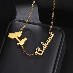 Collar con Colgante <span class=keywords><strong>de</strong></span> Letra Personalizada DIY, Collar con Nombre <span class=keywords><strong>de</strong></span> Bebé, Joyerí<span class=keywords><strong>a</strong></span> <span class=keywords><strong>de</strong></span> Acero Inoxidable Chapada en Oro para Madre e Hijo - Product Image 2