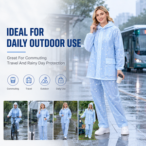 Conjunto de Impermeable y Pantalones de Lluvia de PVC para <span class=keywords><strong>Mujer</strong></span>, con Adhesivo Completo, Engrosado, Antitormenta, para Recolección de Té, Pesca, Turismo y Motociclismo - Product Image 6