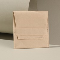 Pochettes à bijoux pliables en velours avec logo personnalisé, 8x8 cm, fermeture à bouton, pour emballage cadeau et présentation en sacs – Vente en gros