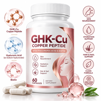 Capsules de peptides de cuivre GHK-Cu de qualité supérieure OEM avec acide hyaluronique et biotine, complément alimentaire pour la peau, les cheveux et les ongles, pour femmes