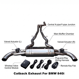 Système d'échappement sport Vortex Performance pour BMW 840i 2019-2022, acier inoxydable, avec soupapes, son racing amélioré - Product Image 1