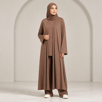 Ensemble pantalon et cardigan musulman OEM pour femme, Abaya ouverte, cardigan long superposé, couvrance intégrale, marque privée, vente en gros